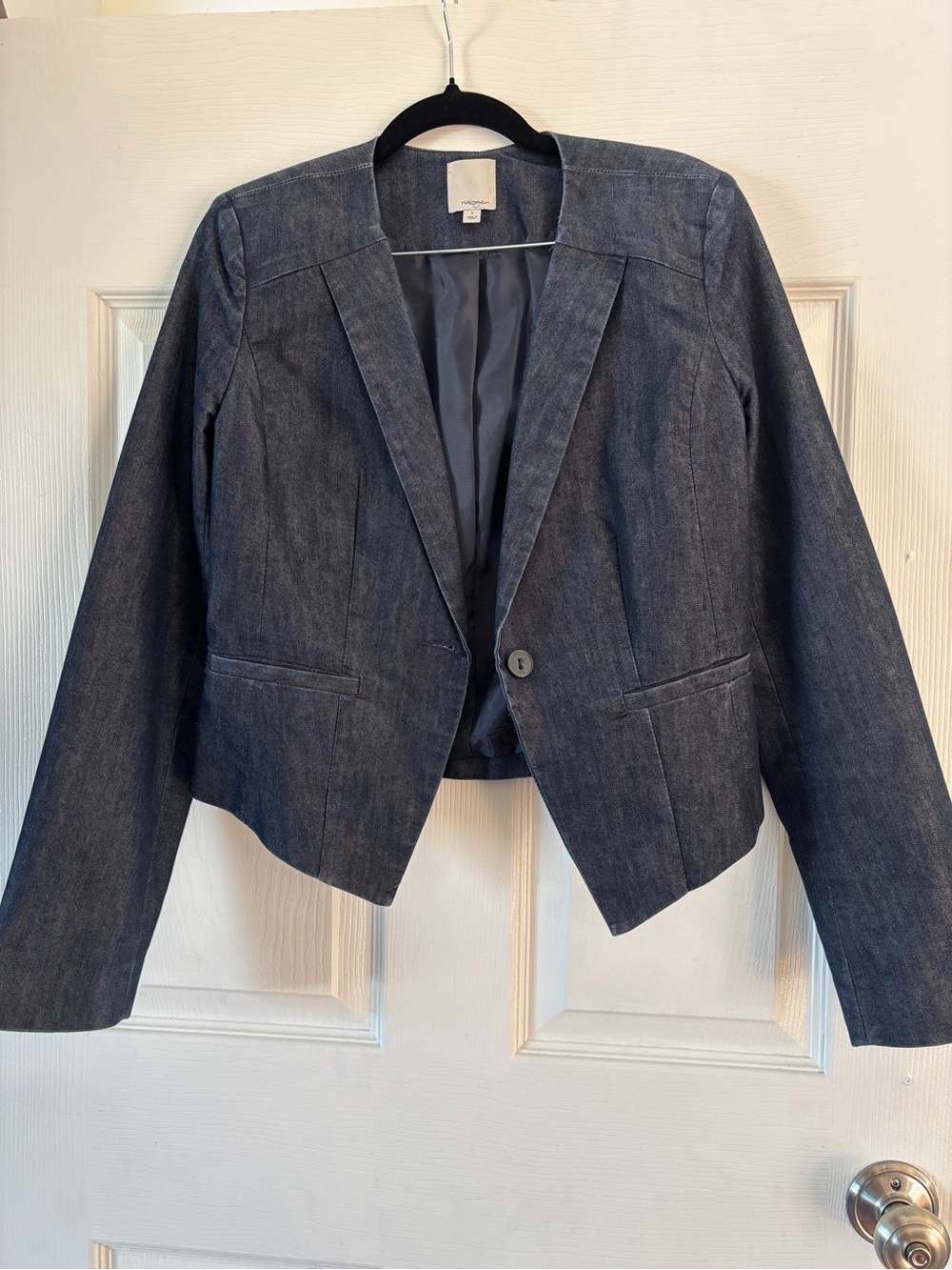 Cropped Denim Blazer Jacket Small Halogen